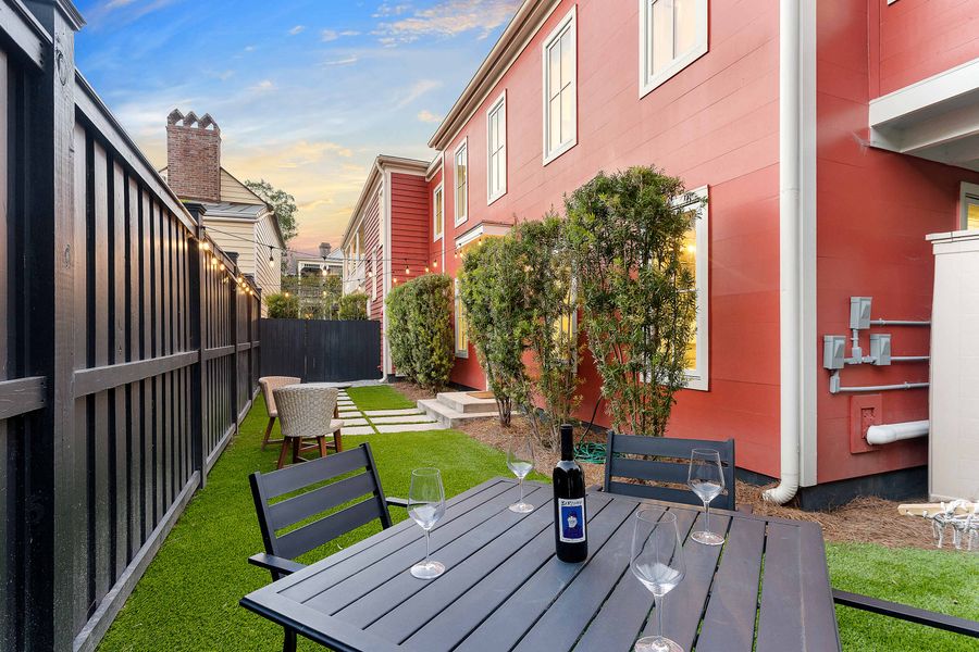 Outdoor patio with seating