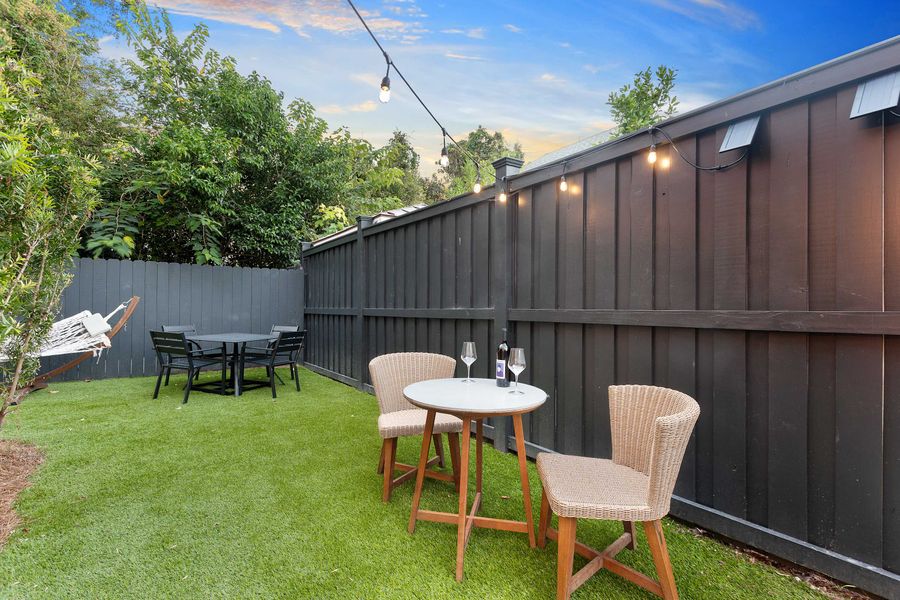 Outdoor patio with seating