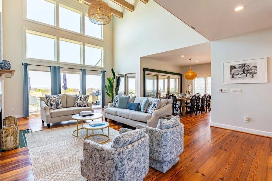 Comfortable, spacious living room with an ocean view!