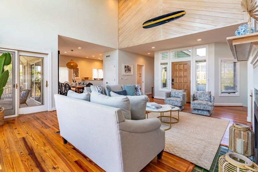 Comfortable, spacious living room with an ocean view!