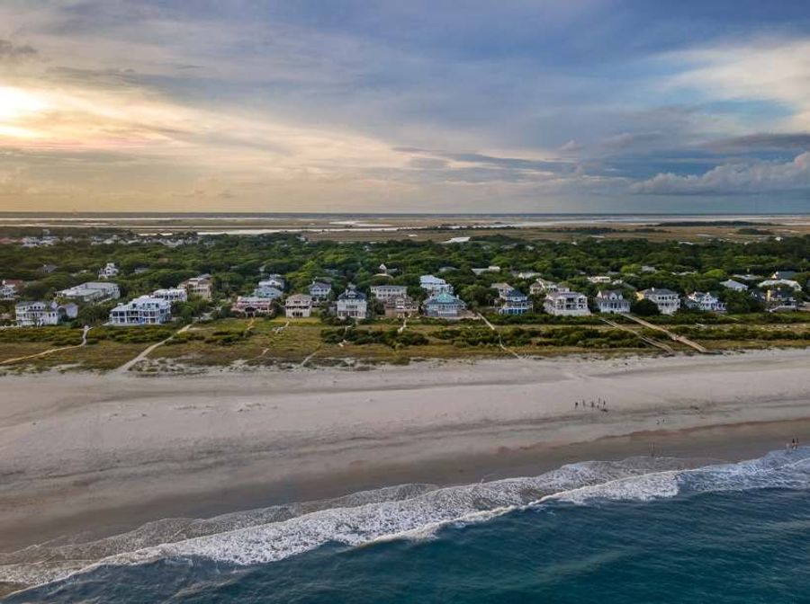 Aerial view of the house from the beach