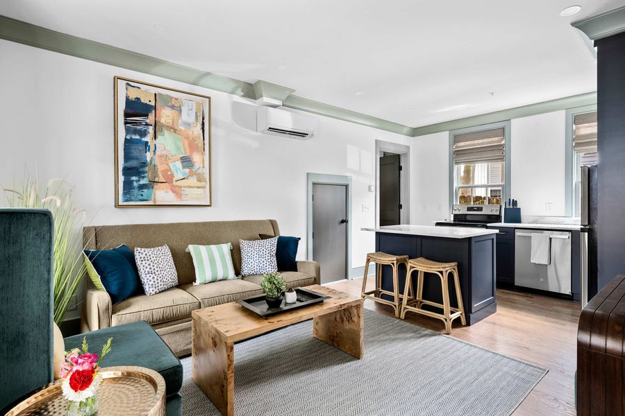 Living room + pullout couch + TV