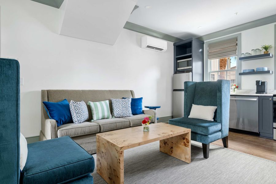 Living room + pullout couch + TV