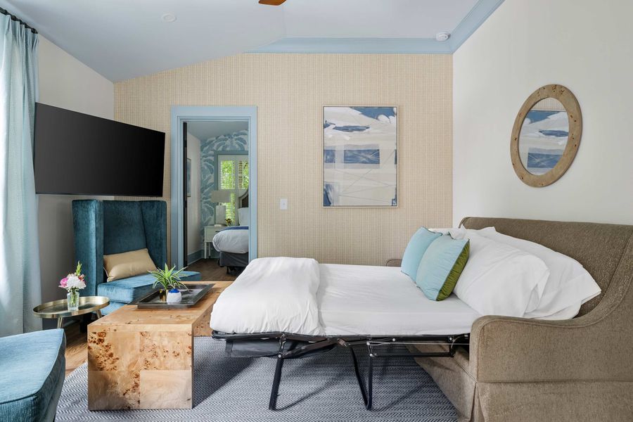 Living room + pullout couch + TV