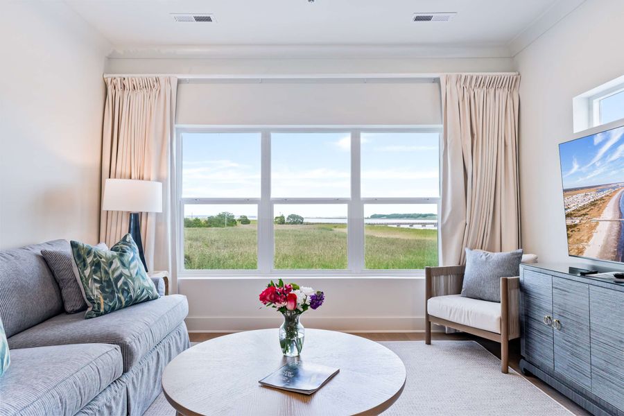 Spacious living room with a pullout sofa for additional sleeping space 