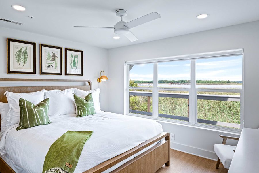 Bedroom 1: King Bed + TV + ceiling fan