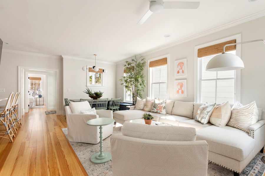 Spacious living room with plenty of seating for your group 
