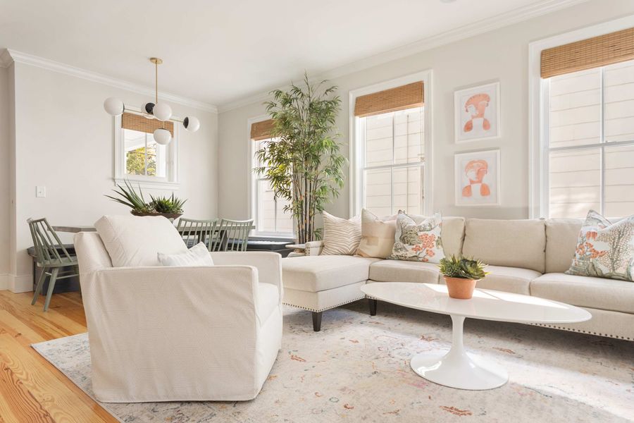 Spacious living room with plenty of seating for your group 
