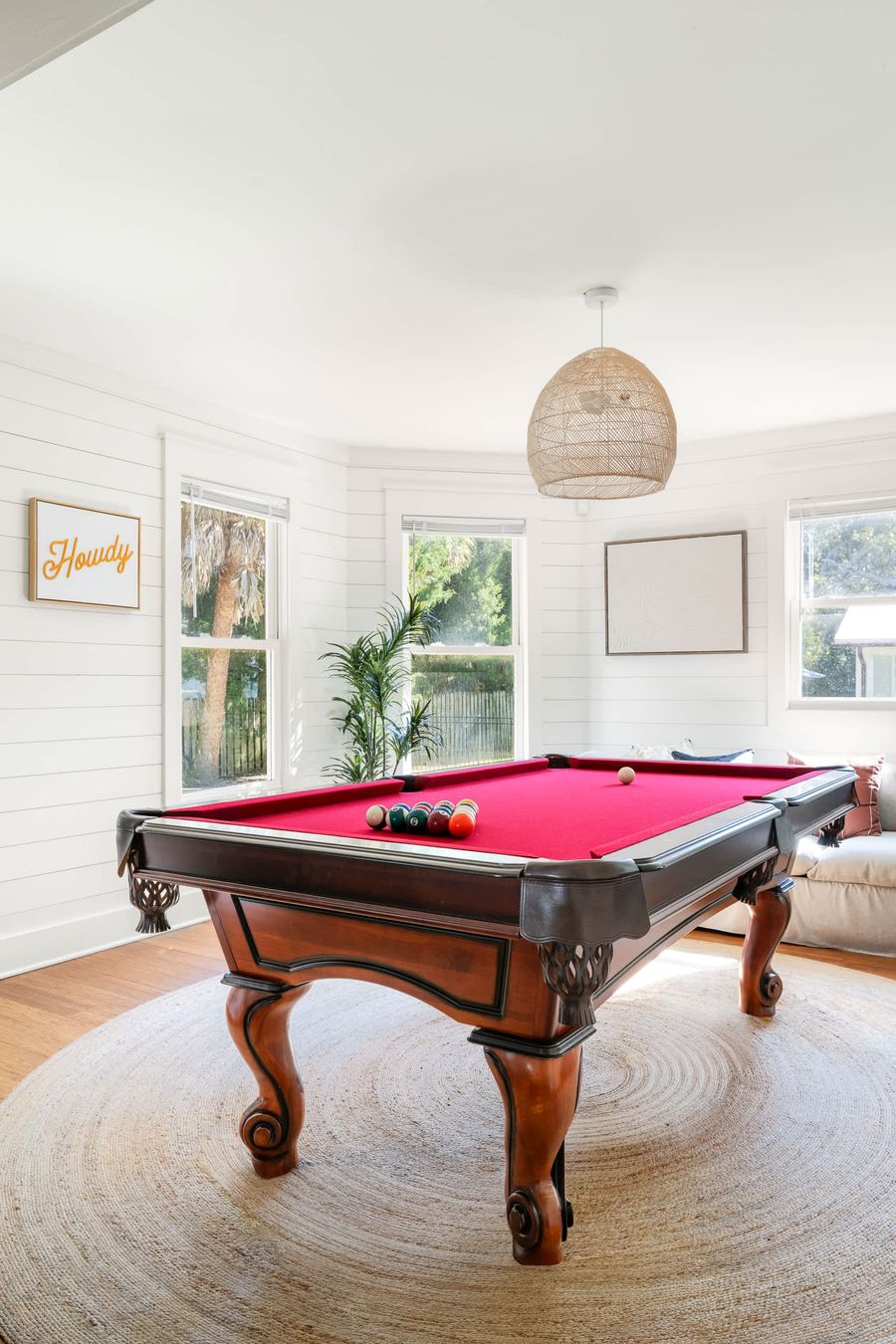 Pool table off the living room 