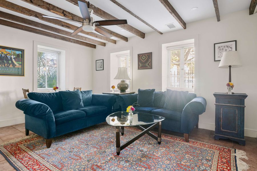 Spacious living room with seating 
