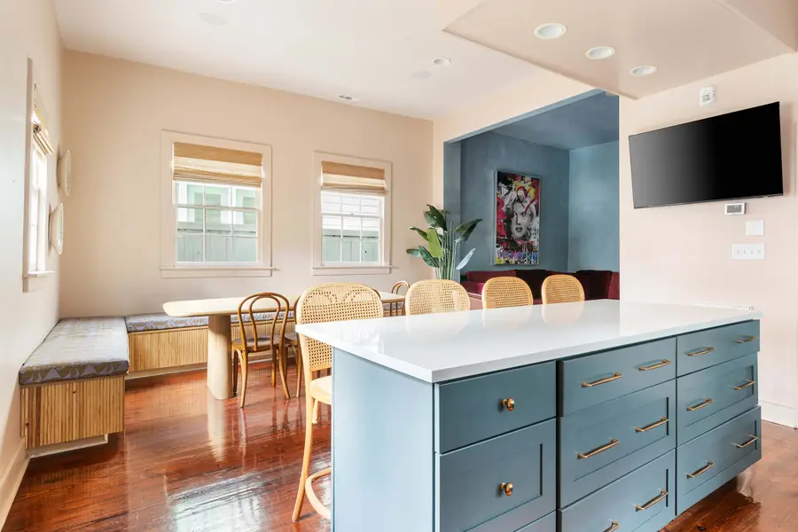 Fully equipped kitchen with everything you need to cook a meal with seating on the island