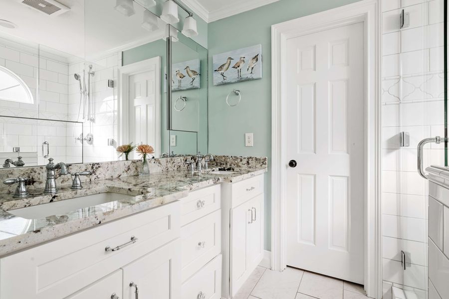 Bathroom 1: Walk-in Shower + Double Vanity 