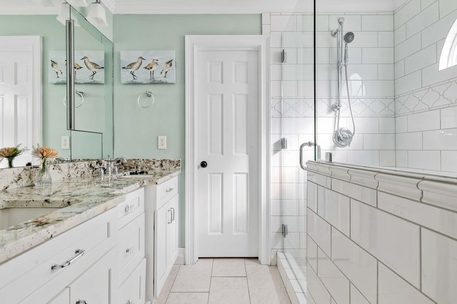 Bathroom 1: Walk-in Shower + Double Vanity 