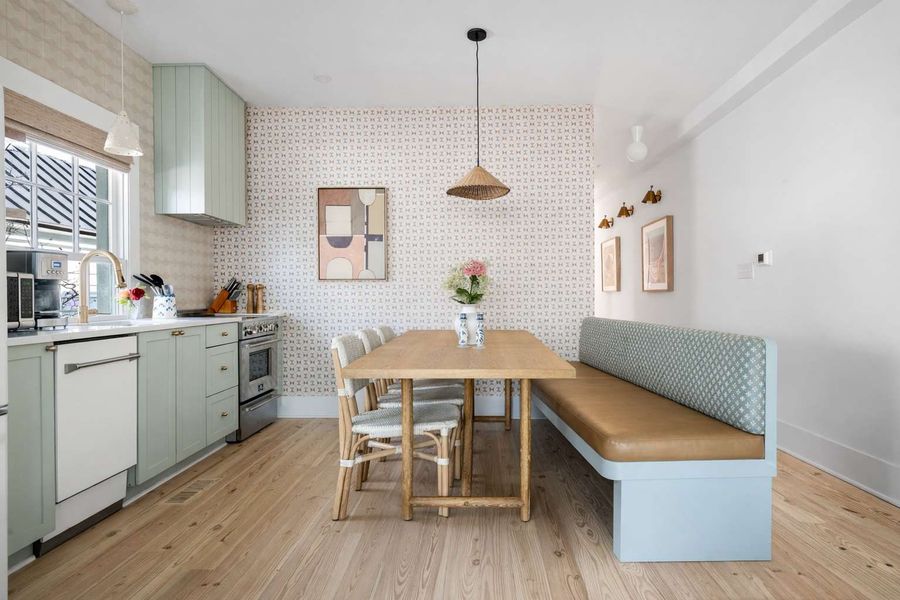 Fully equipped kitchen with dining seating area 
