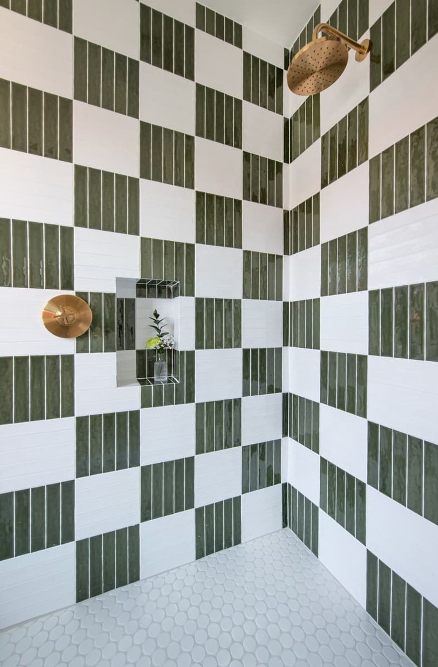 Detailed tile work with corresponding design throughout. 