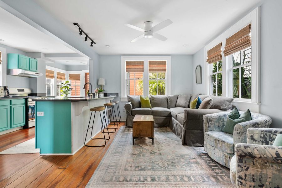 Fully equipped kitchen with everything you need to cook a meal with seating on the island