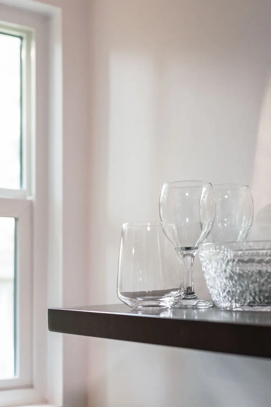 Wine glasses and serving plates to entertain your group.