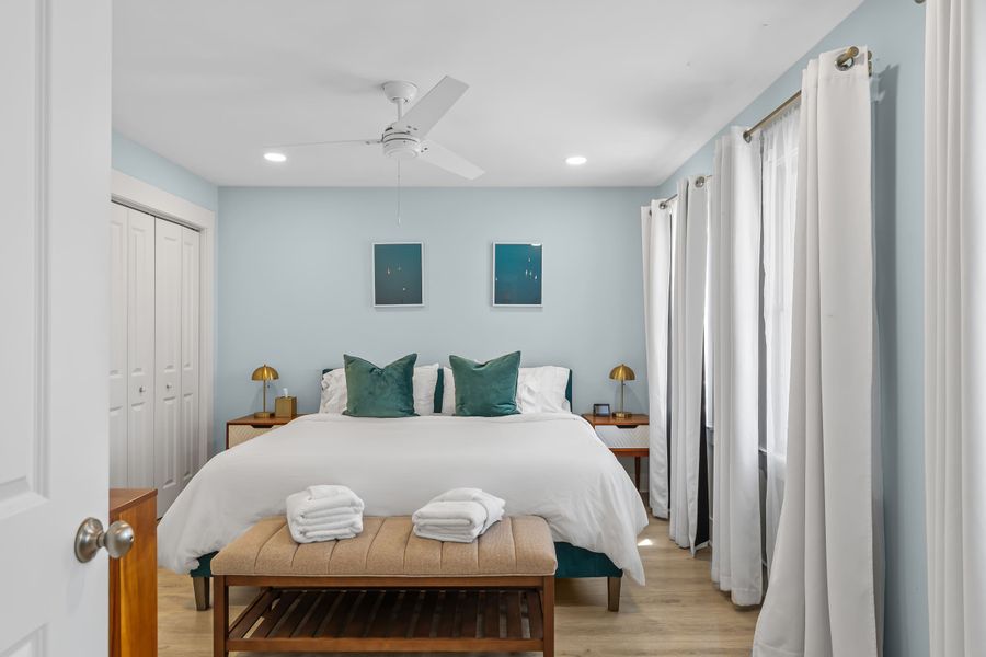 Bedroom 1: King bed