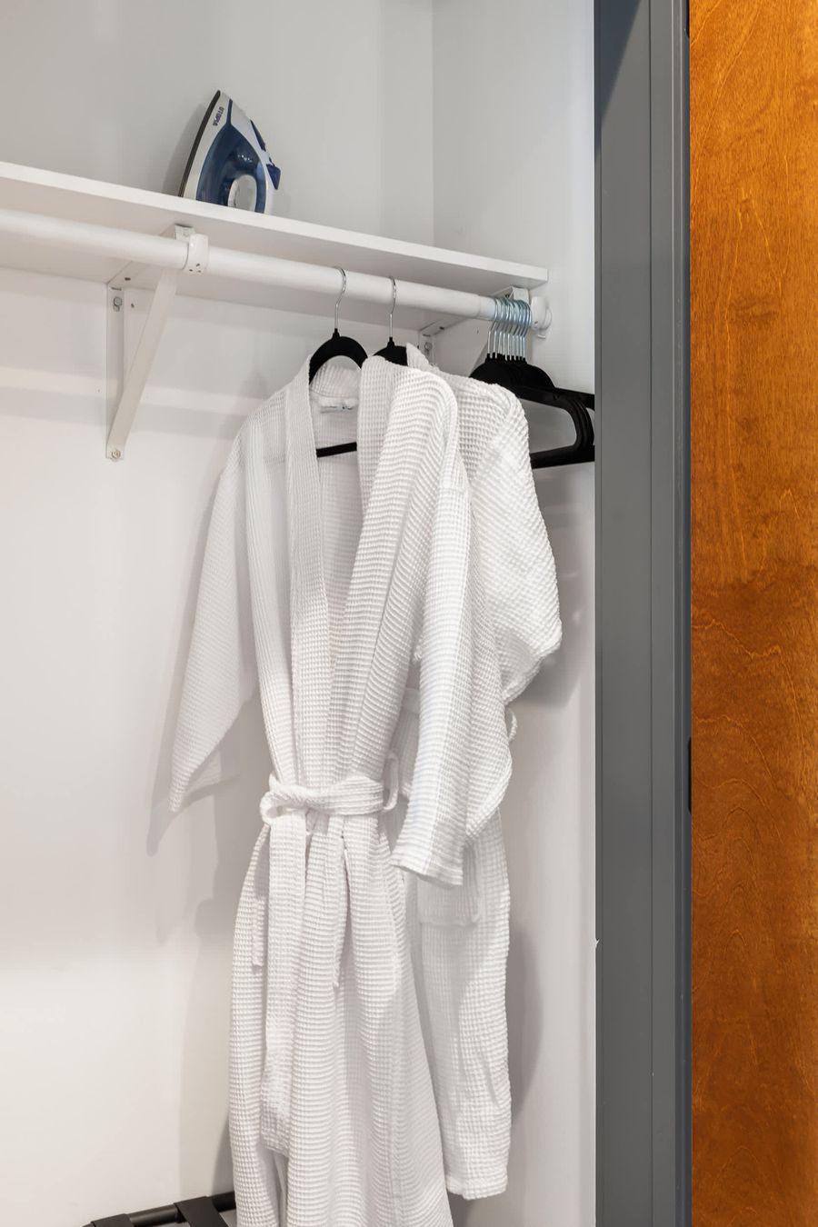 Spacious wardrobe for easy storage and a clutter-free stay.
