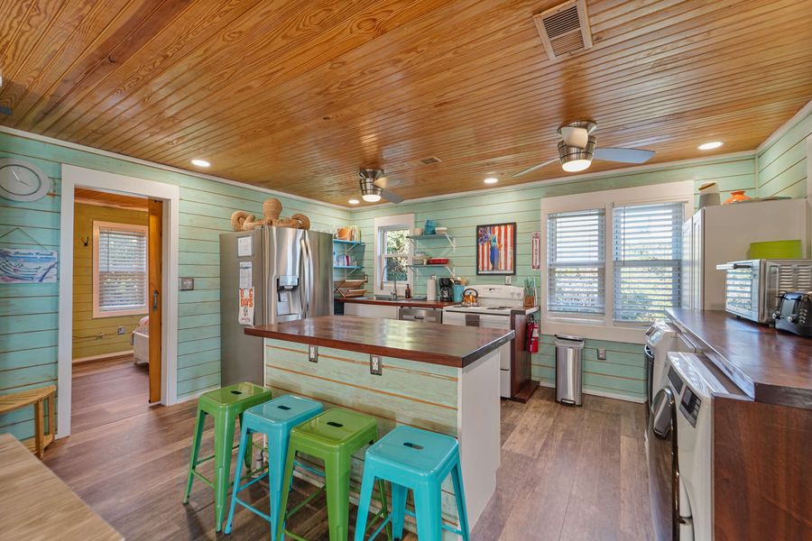 View of counter and kitchen