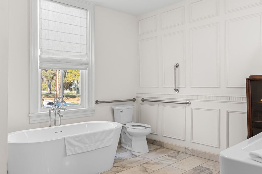 Clawfoot tub and brand new bathroom.