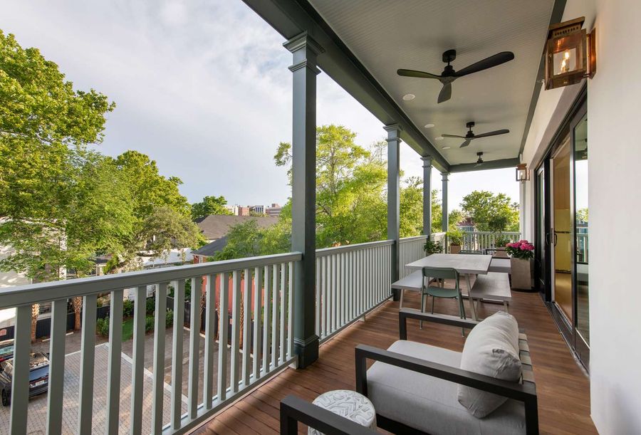 Spacious balcony with plenty of seating