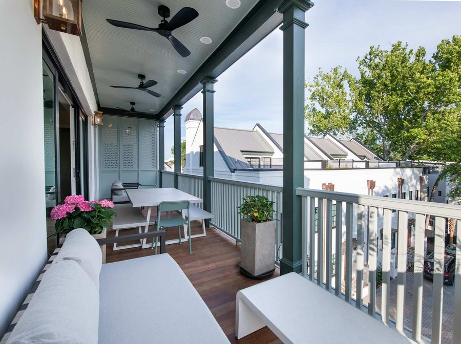 Spacious balcony with plenty of seating