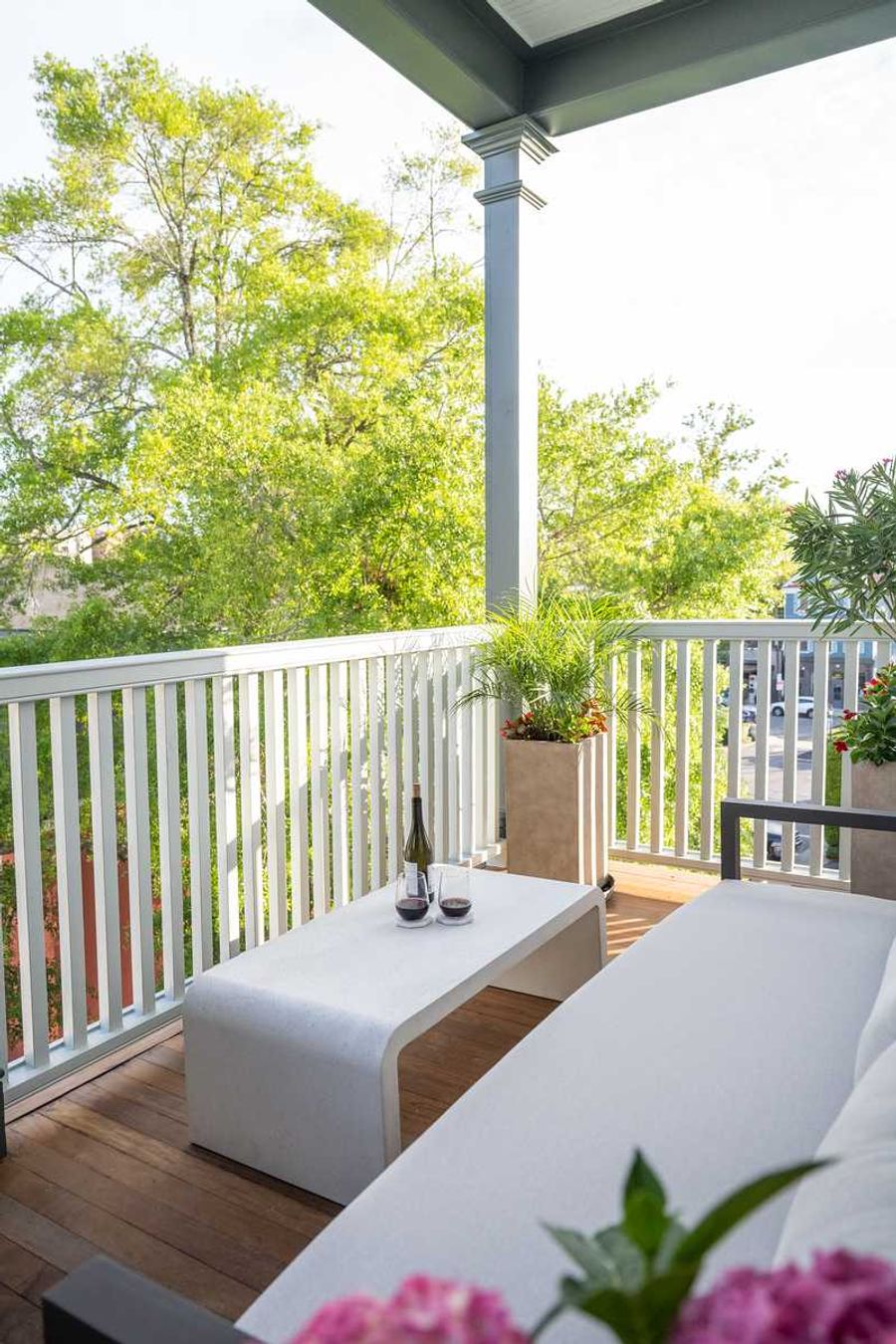 Spacious balcony with plenty of seating
