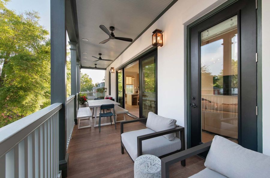 Spacious balcony with plenty of seating