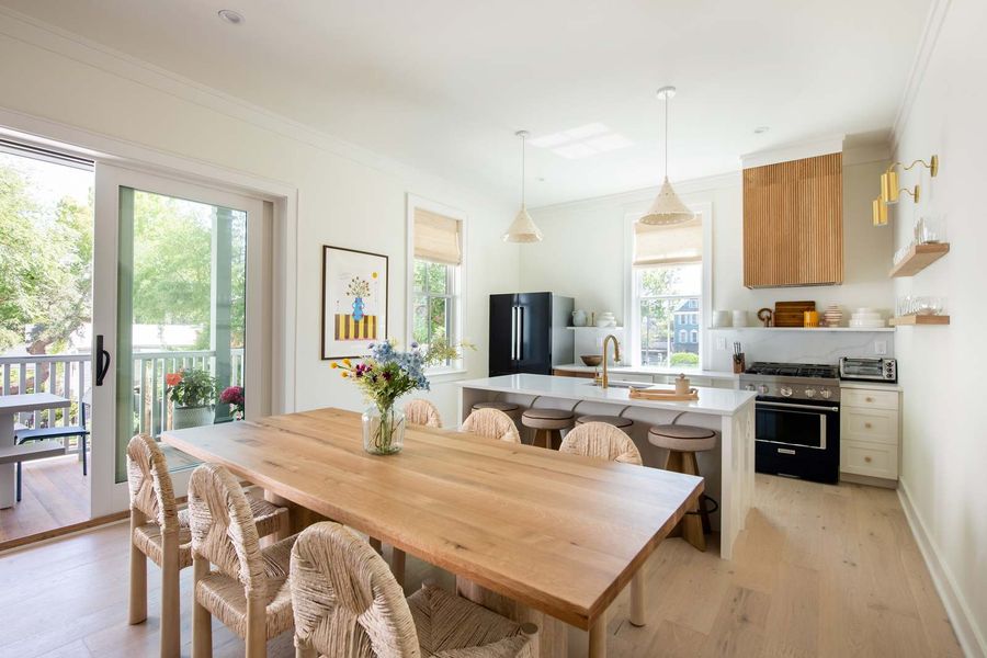 Gather around the table and enjoy meals together in this cozy, thoughtfully designed dining space