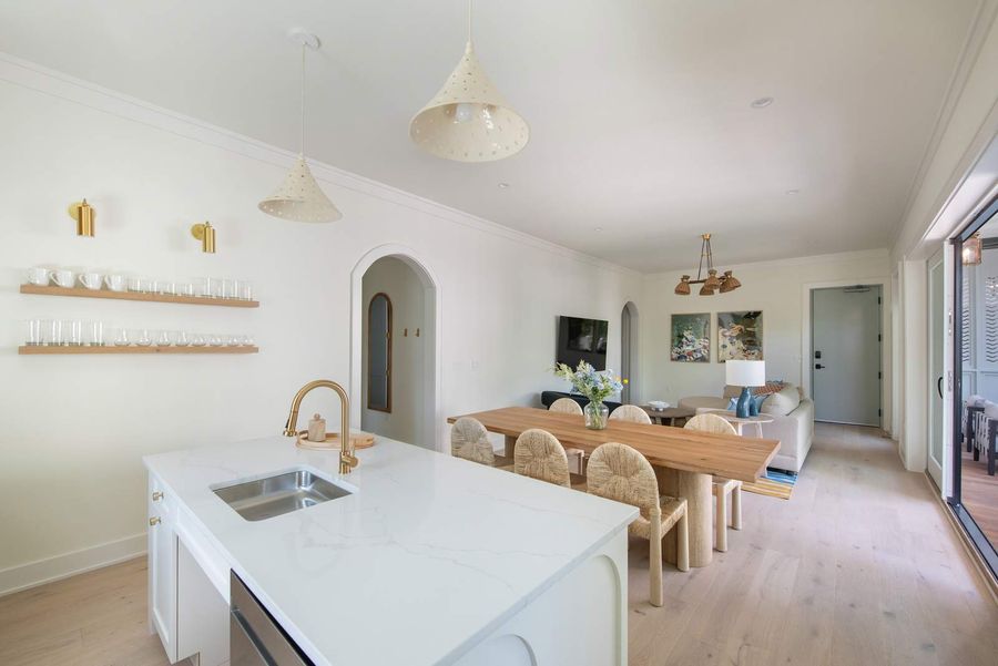 View of kitchen island and dining area 3