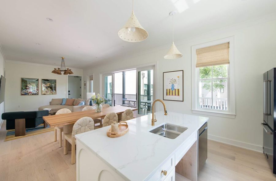 View of kitchen island and dining area 3