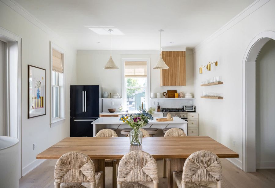 View of dining area and kitchen