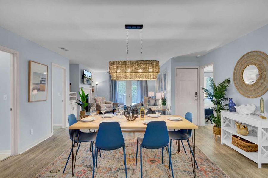 View of dining and living area