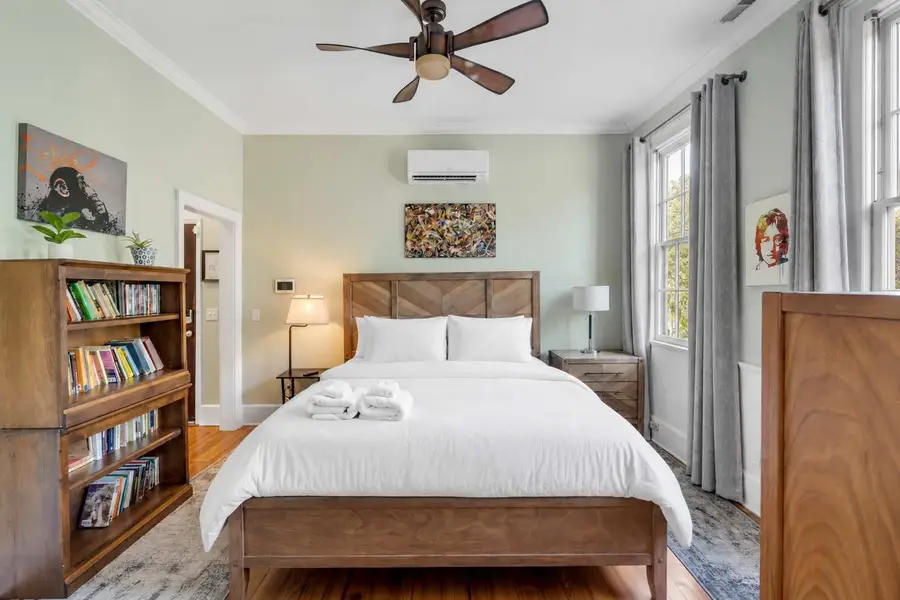 Bedroom 1: King Bed + Ceiling Fan 