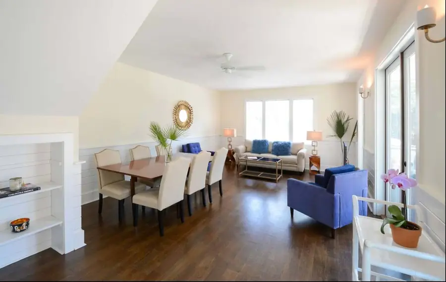 View of the dining area and living room