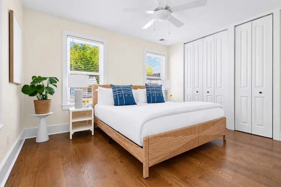 Bedroom 1: King Bed + TV + Ceiling Fan
