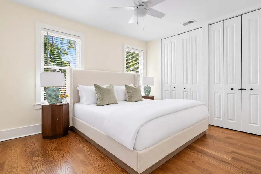 Bedroom 1: King Bed + TV + Ceiling Fan
