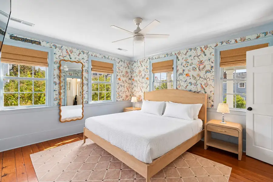 Bedroom #1: King bed + TV + ceiling fan