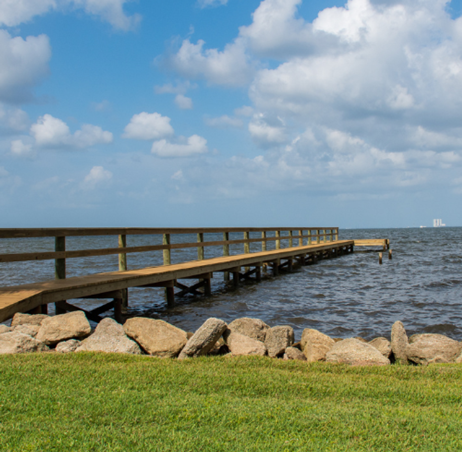 View overlooking at dock in Titusville, Florida.